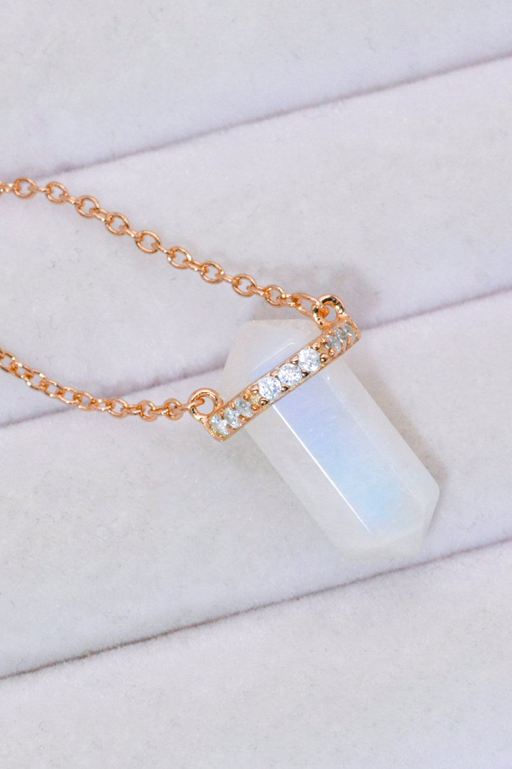 Natural Moonstone Chain-Link Necklace - T - 2 FINISHES -