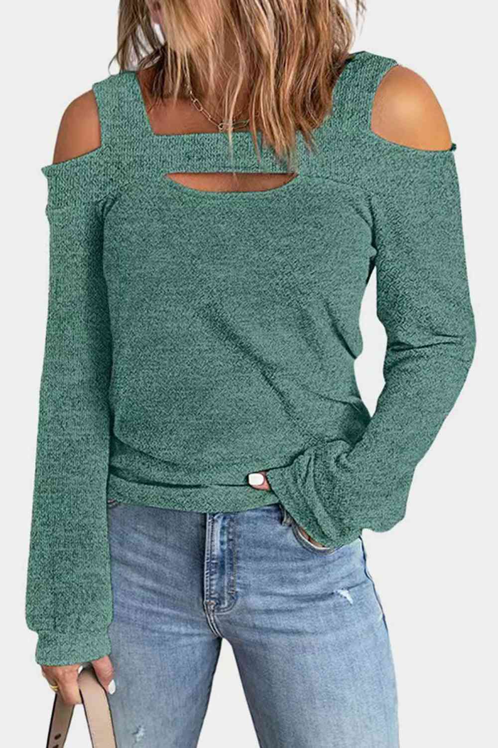 Full Size Cutout Cold Shoulder Blouse - T - 6 COLORS -