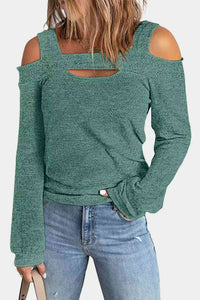 Thumbnail for Full Size Cutout Cold Shoulder Blouse - T - 6 COLORS -