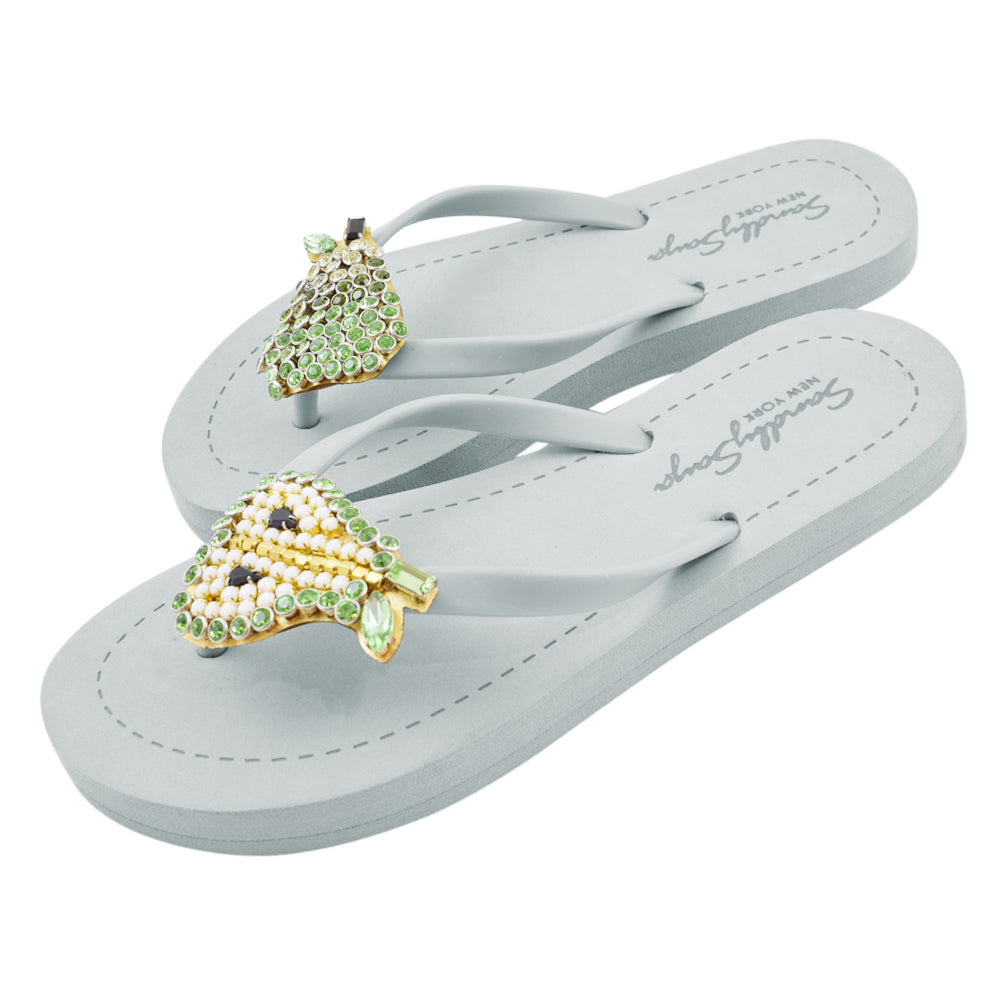 SAND BY SAYA N.Y. - Pear - Rhinestone Flat Flip Flops Sandal - 5 COLORS