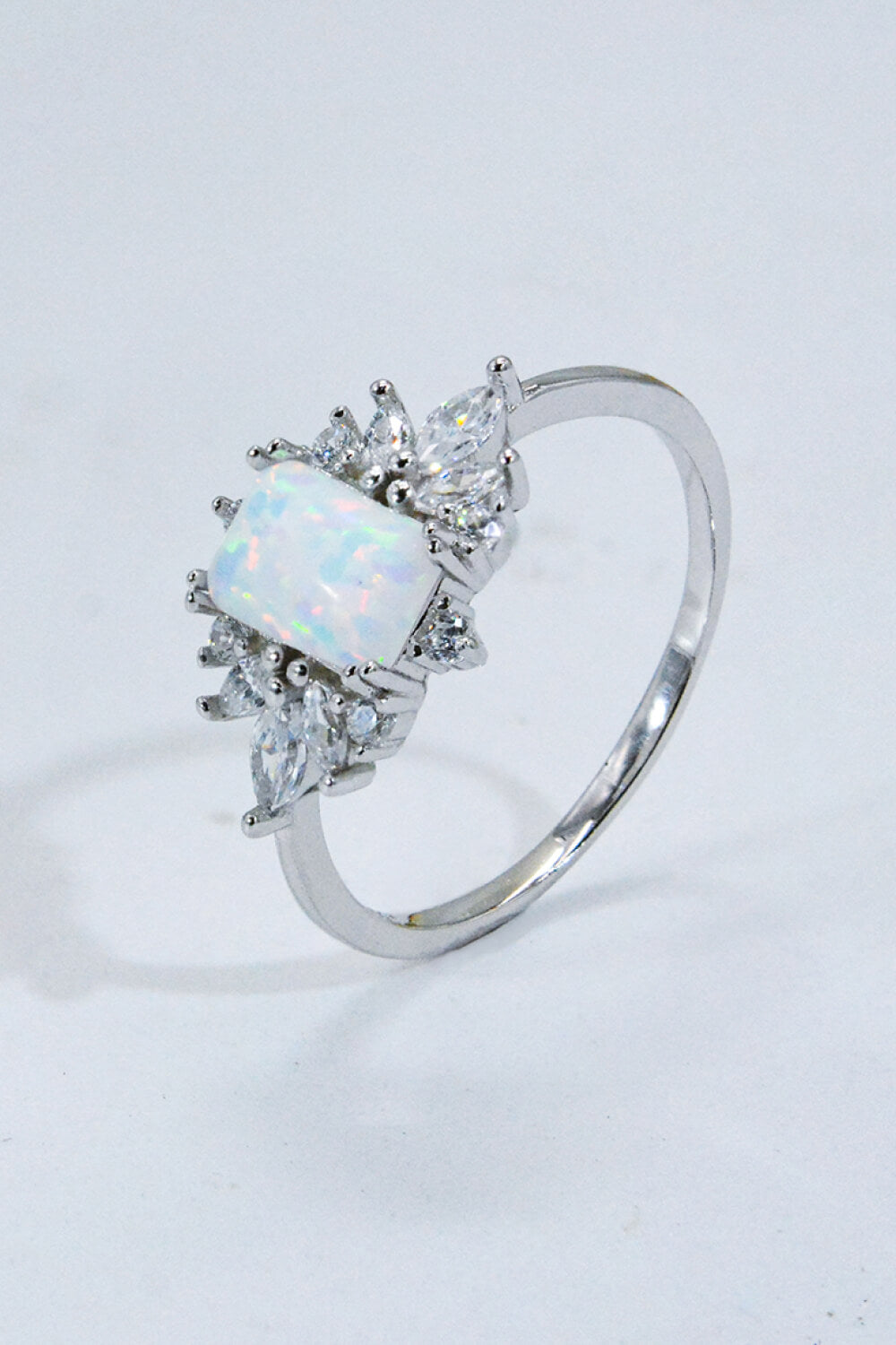 925 Sterling Silver Zircon and Opal Ring - T - SIZES 5 THRU 10 - 1 COLOR -