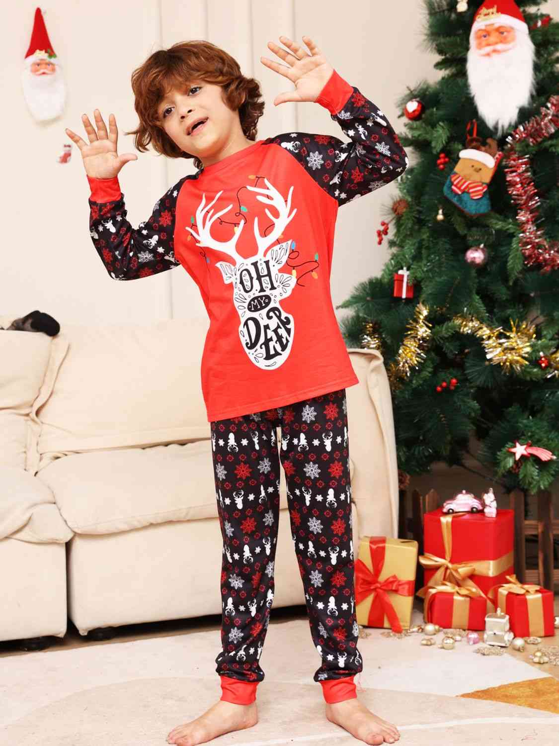 KIDS Reindeer Graphic Top and Pants Set - T -