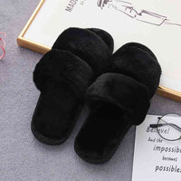 Thumbnail for Faux Fur Double Strap Slippers - T - 5 COLORS -