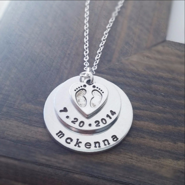 New Baby Necklace With Name and Date -