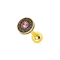 Thumbnail for Gold Antique Tribal Shield Cartilage Earring -