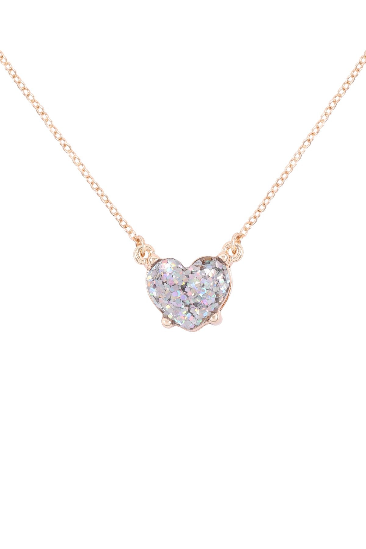 Heart Glitter Epoxy Necklace - 9 COLORS -