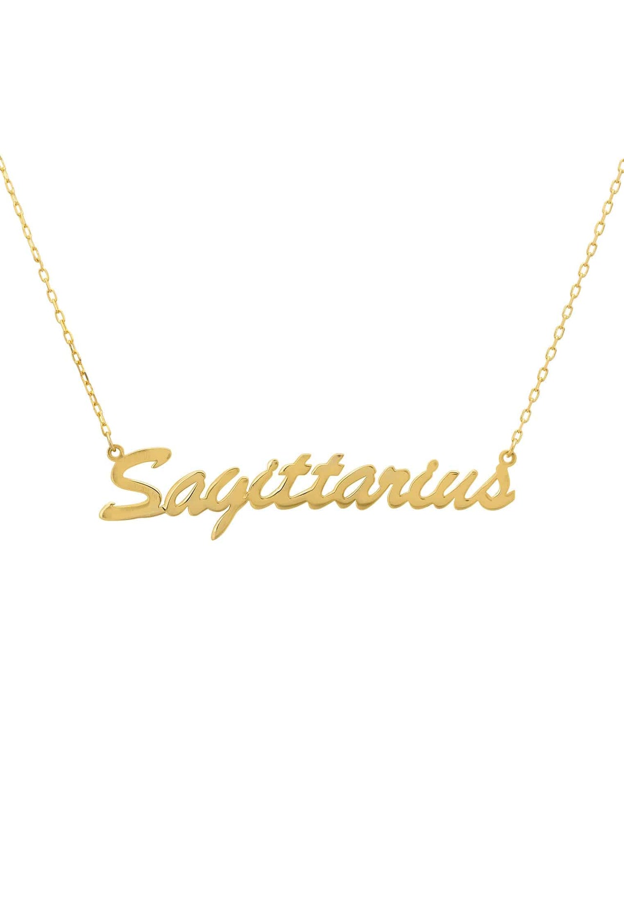 Zodiac Star Sign Name Necklace Gold Sagittarius -