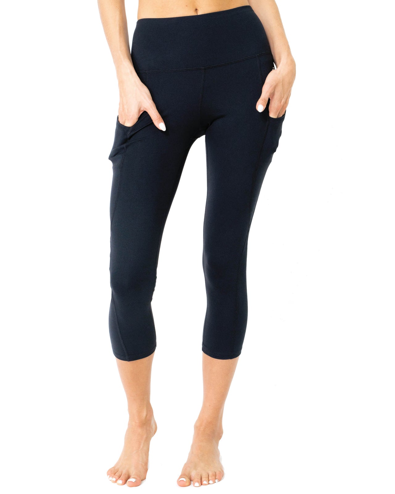 Savoy - Jolie High-Waisted Capri Leggings With Hip Pockets - 1 COLOR -