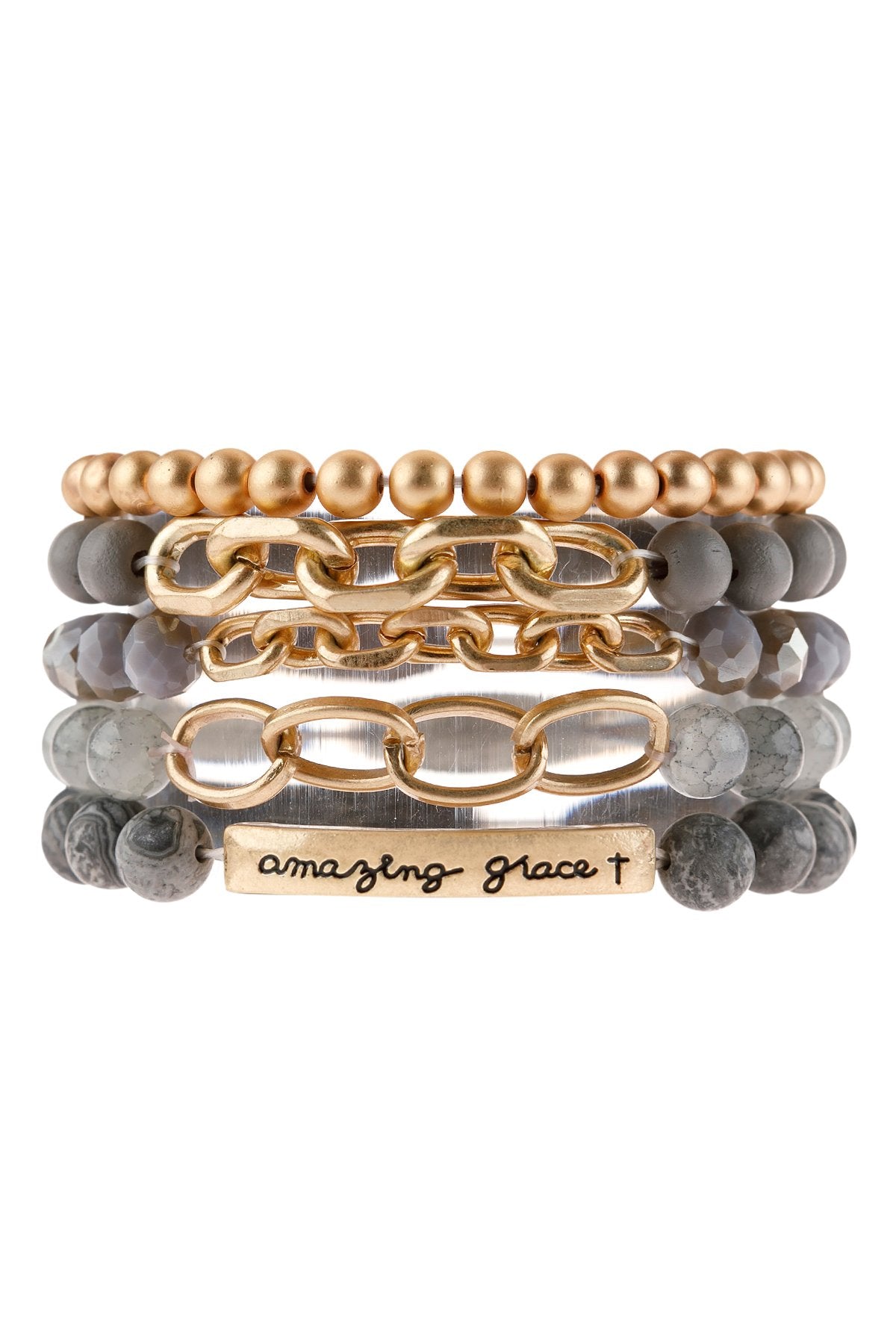 Riah Fashion - "Amazing Grace" Charm Multiline Beaded Bracelet - 8 COLOR STACKS -