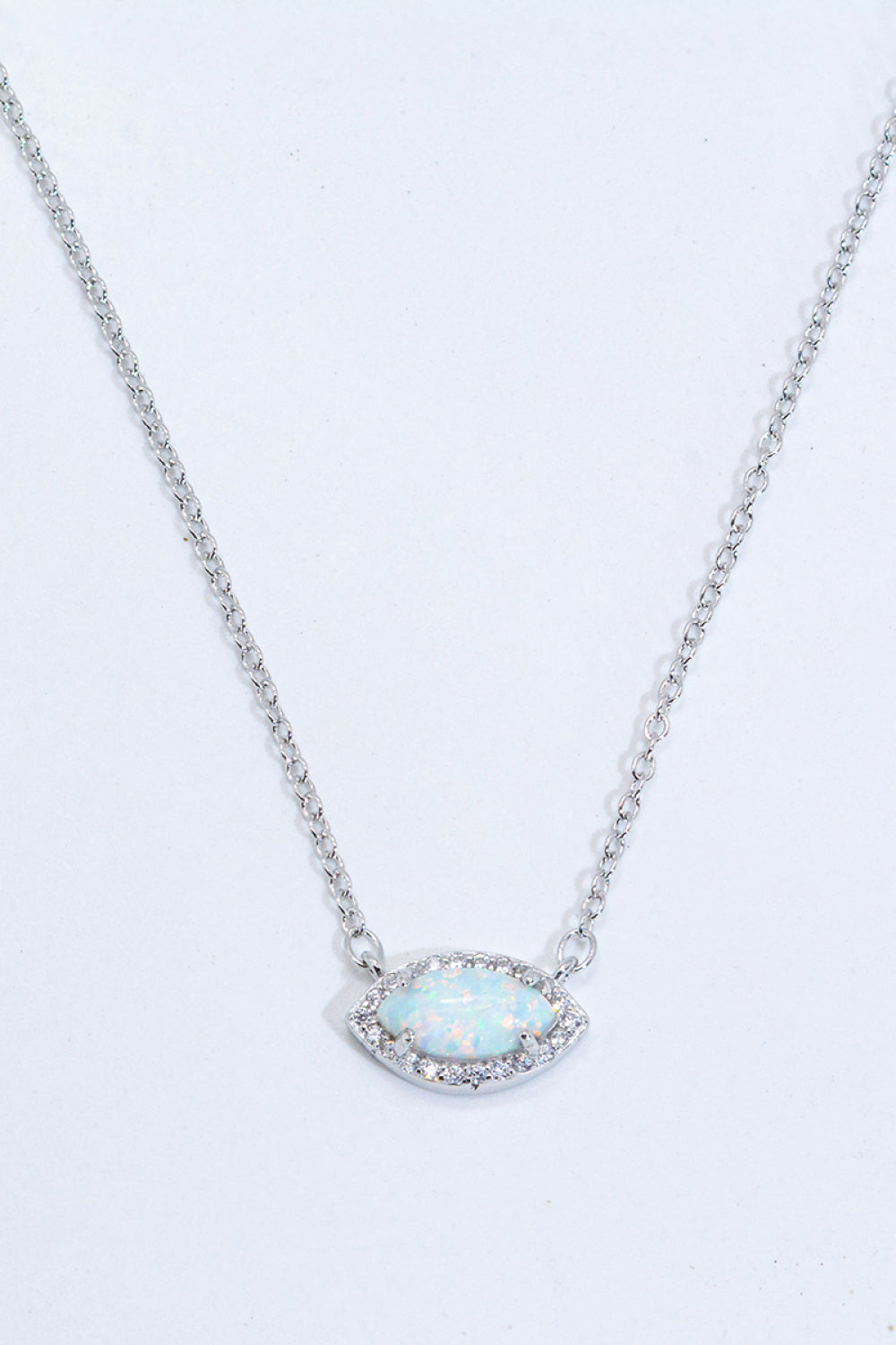 18k Rose Gold / Silver Plated Opal Pendant Necklace - T - 2 FINISHES -