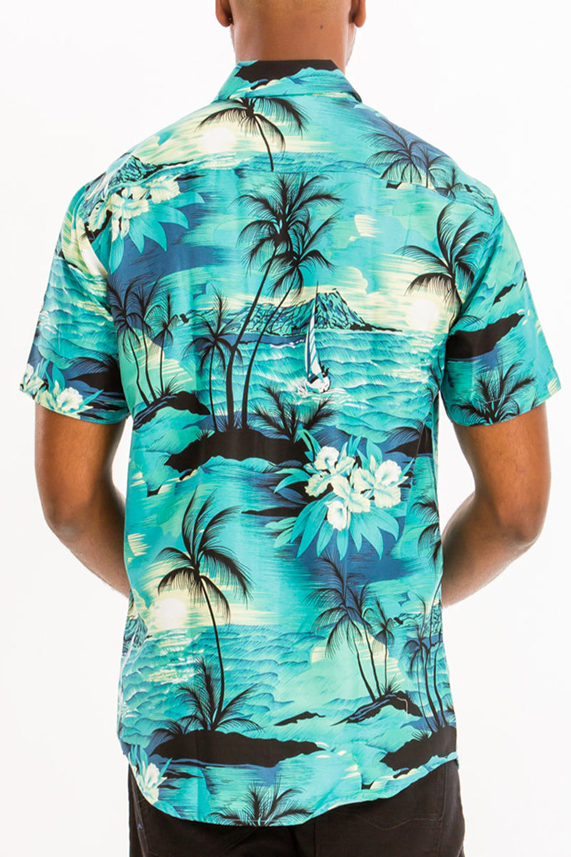 WEIV - Digital Print Hawaiian Short Sleeve Shirt -