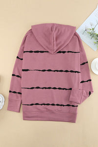 Thumbnail for Drawstring Striped Dropped Shoulder Hoodie - T - 2 COLORS -