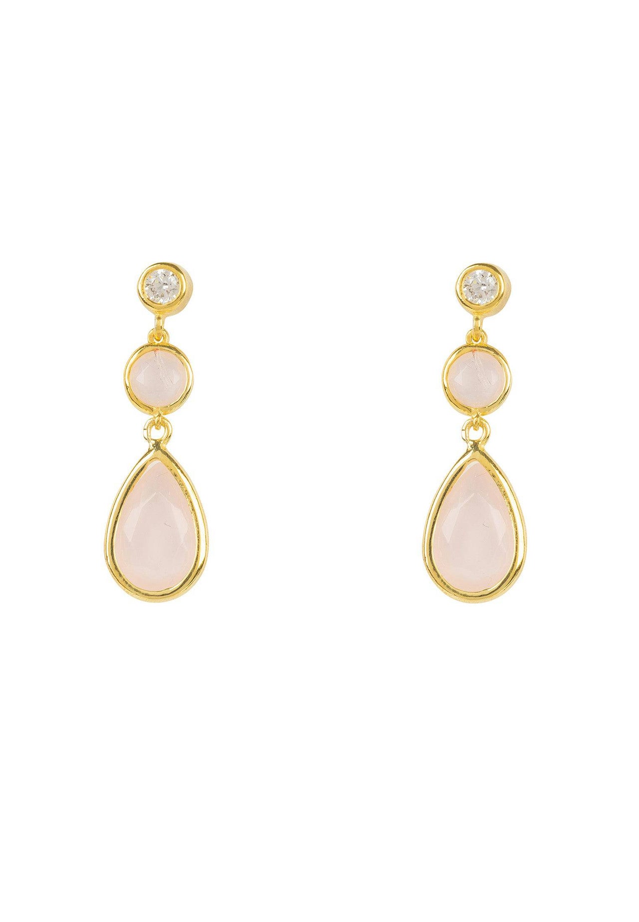 LATELITA - Tuscany Gemstone Drop Earring Gold Rose Quartz -