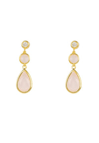 Thumbnail for LATELITA - Tuscany Gemstone Drop Earring Gold Rose Quartz -