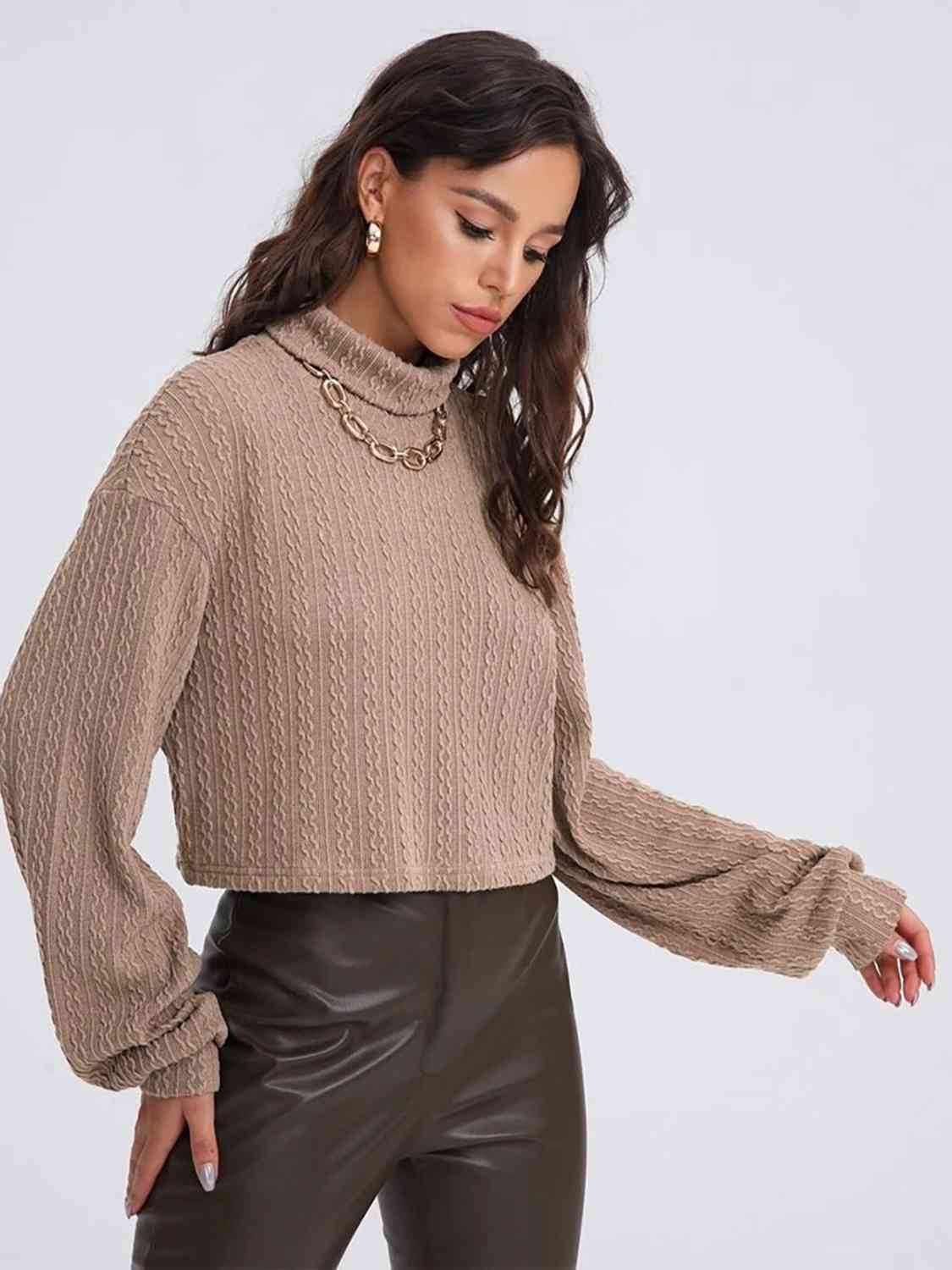 Turtleneck Long Sleeve Top - T - 2 COLORS -