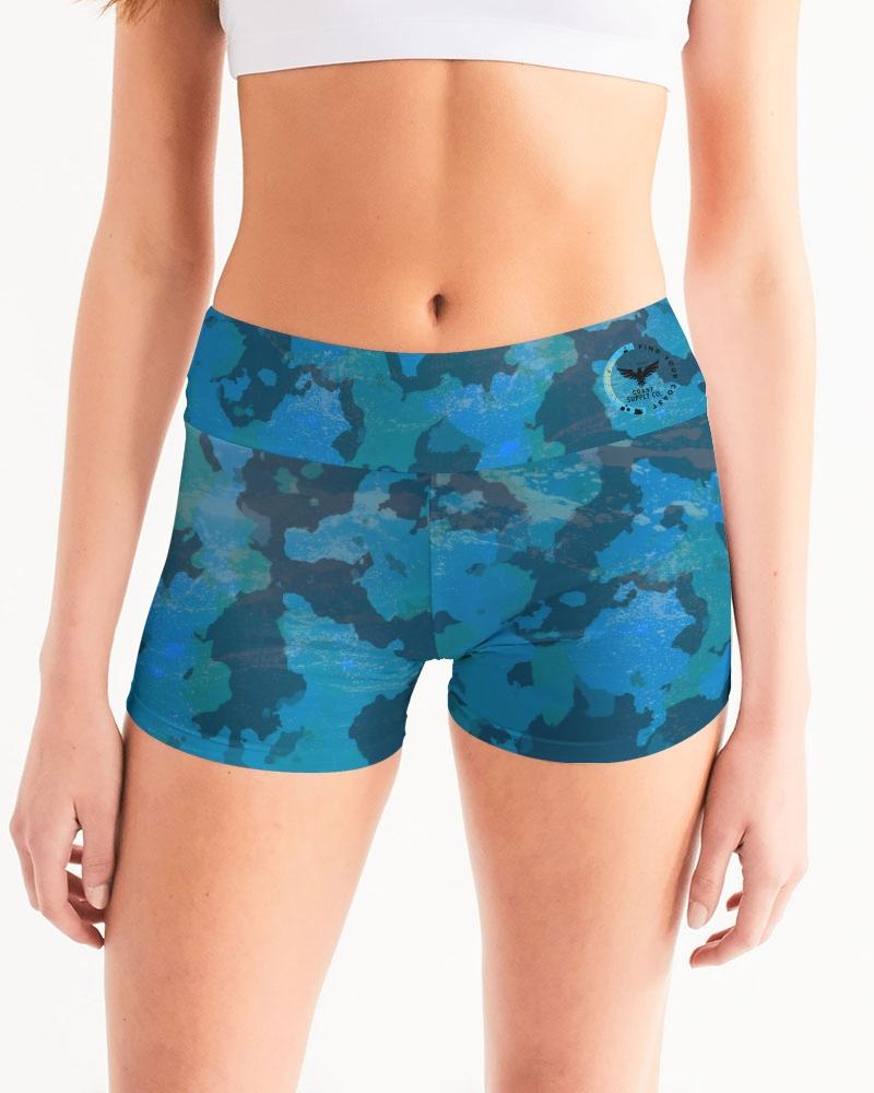 FYC - Women's Active Comfort Ocean Camo Mid-Rise Yoga Shorts - 1 COLOR -