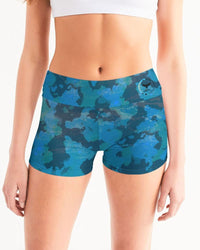 Thumbnail for FYC - Women's Active Comfort Ocean Camo Mid-Rise Yoga Shorts - 1 COLOR -