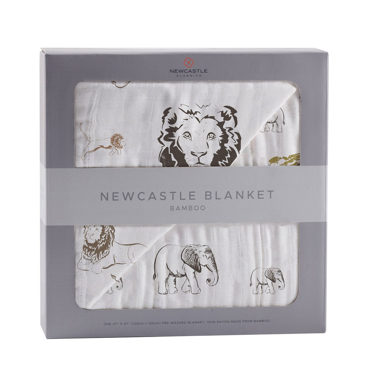 Hear Me Roar Lion and Rhinos and Elephants Bamboo Newcastle Blanket -