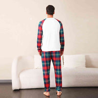 Thumbnail for MEN Graphic Round Neck Top and Plaid Pants Set - T -