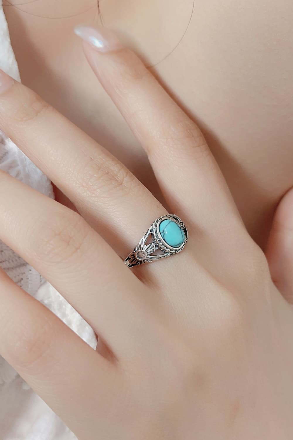 Turquoise 925 Sterling Silver Ring - T - SIZES 5 THRU 9 -