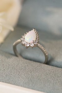 Thumbnail for Platinum-Plated Opal Pear Shape Ring - T - SIZES 5 THRU 10 - 1 COLOR -