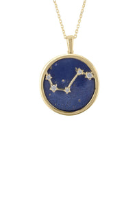 Thumbnail for Zodiac Lapis Lazuli Gemstone Star Constellation Pendant Necklace Gold Aries -