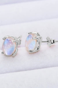 Thumbnail for Natural Moonstone 4-Prong Stud Earrings - T - 2 FINISHES -