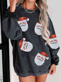 Thumbnail for Sequin Santa Patch Ribbed Sweatshirt - T - 2 COLORS -