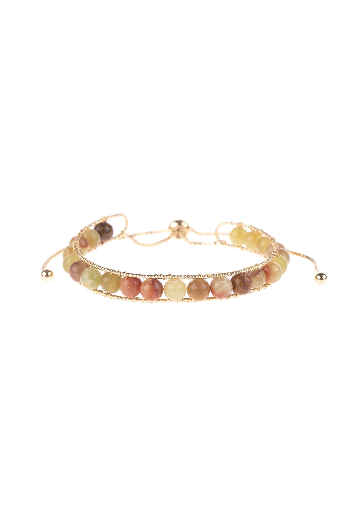 Natural Stone Beads Pull-Through Bracelet - 9 COLORS -