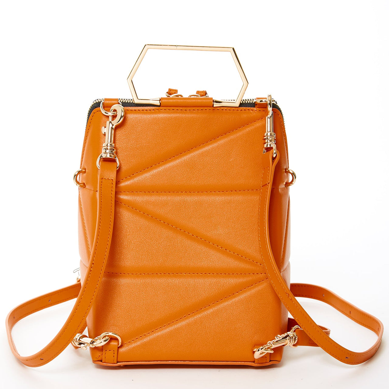 Heidi Dark Orange Leather Backpack Purse -