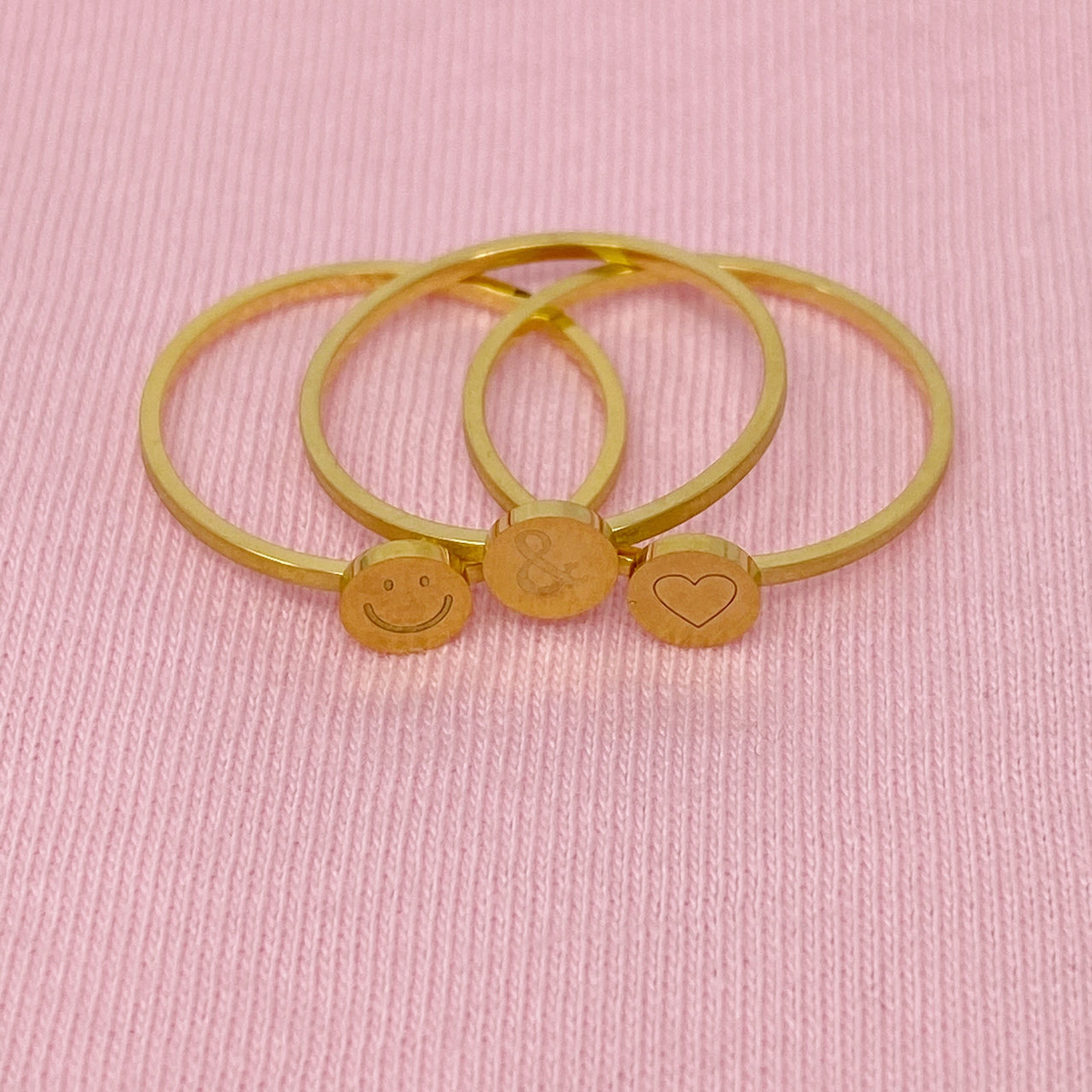 Tiny Disc Stackable Ring - 3 SYMBOLS