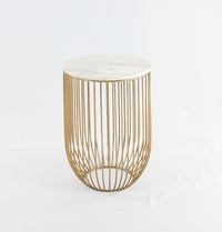 Thumbnail for Mie Side Table - Carrara Marble Top & Gold Base - 19.0