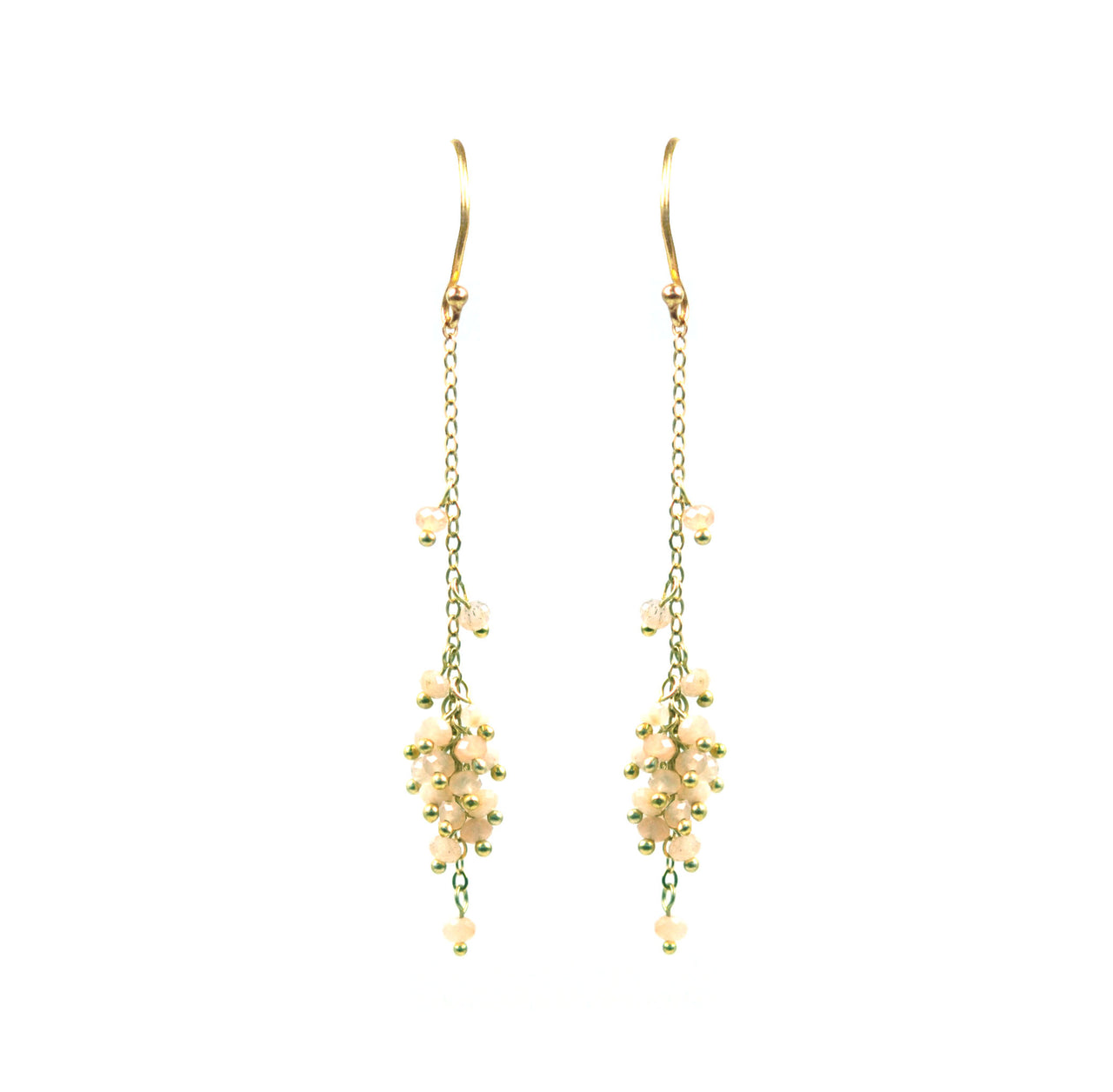 Gena Myint - Cascading Peach Moonstone Cluster Earrings -