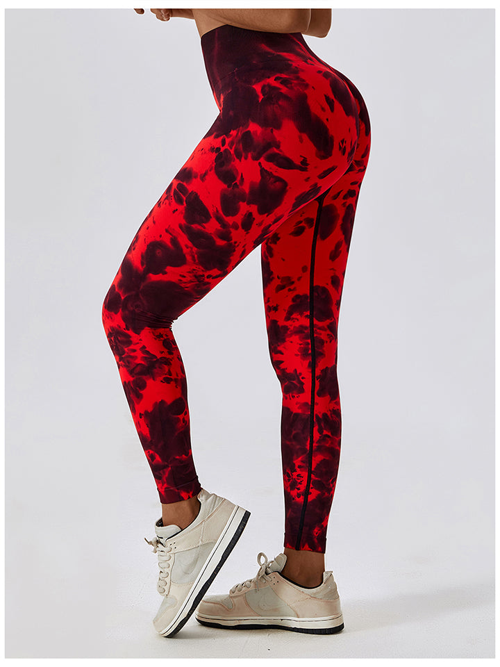 Tie Dye Wide Waistband Active Leggings - T - 7 COLORS -