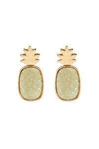 Thumbnail for Metal Druzy Pineapple Post Earrings - 5 COLORS -