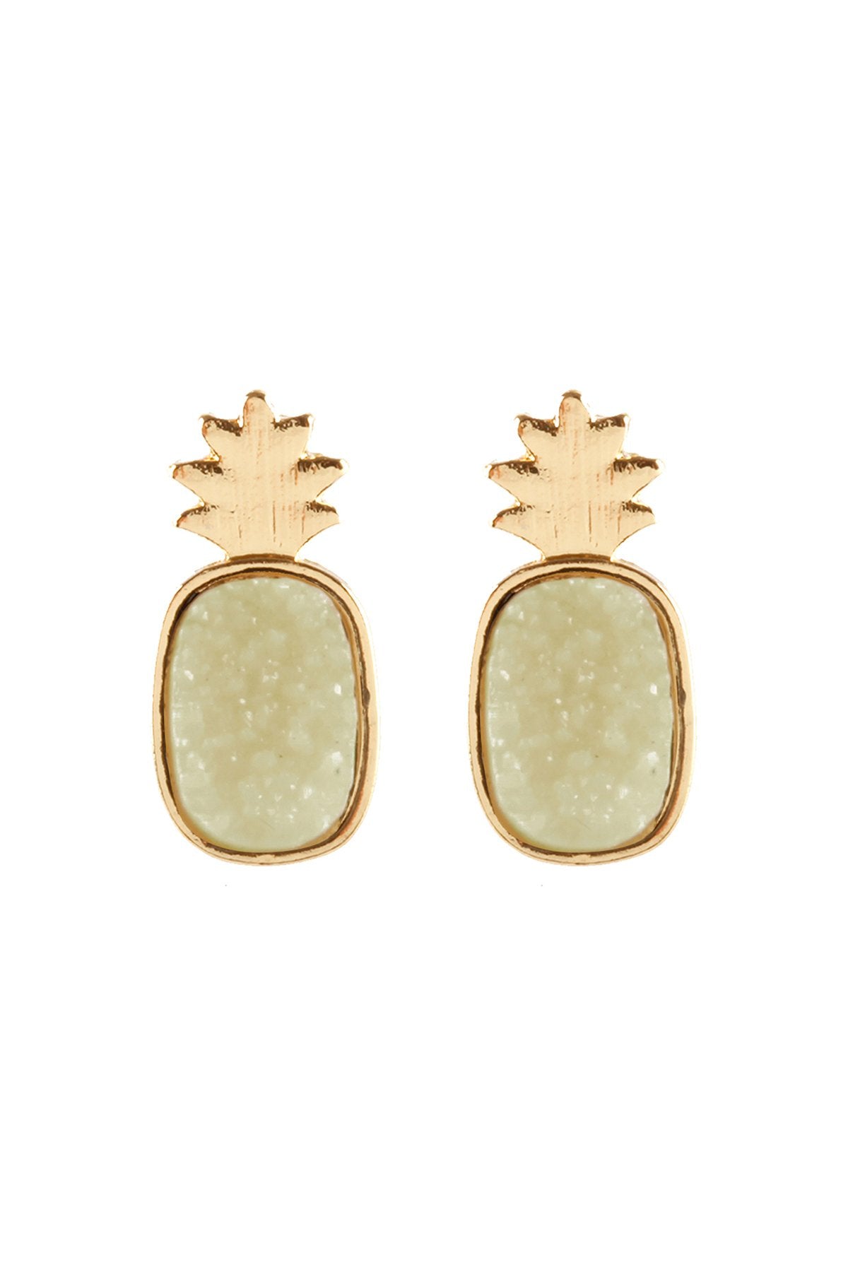 Metal Druzy Pineapple Post Earrings - 5 COLORS -