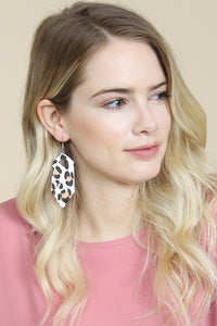 Thumbnail for Riah Fashion - Fringe Hexagon Leopard Leather Hook Earrings - 4 COLORS -