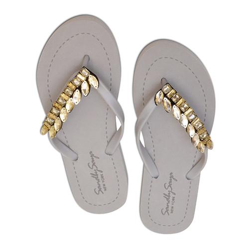 SAND BY SAYA N.Y. - Smith - Rhinestone Flat Flip Flops Sandal - 5 COLORS -