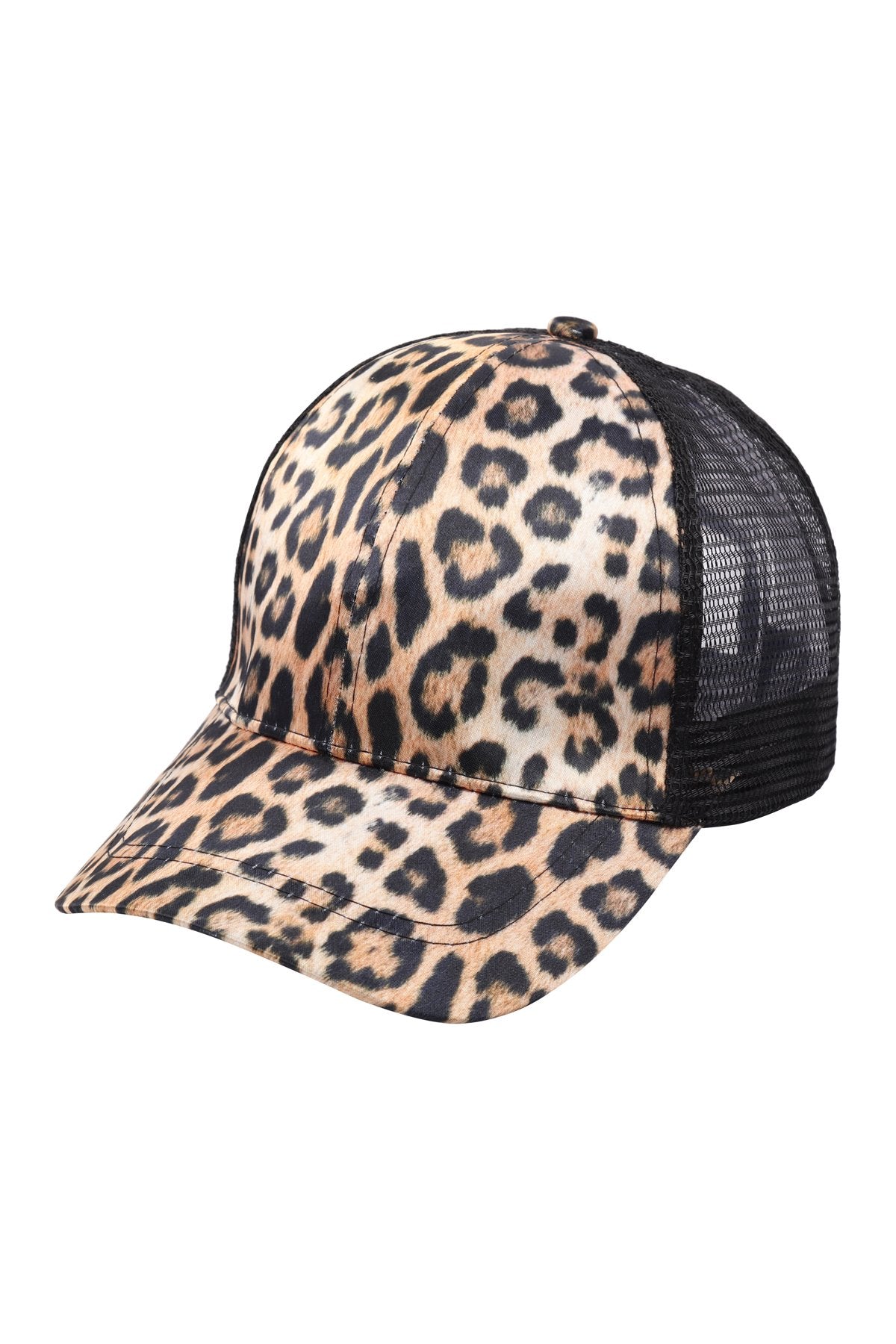 Riah Fashion - Leopard Skin Printed Net Cap Hat -