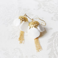 Thumbnail for Porcelain Snowdrop Flower Tassel Earrings -