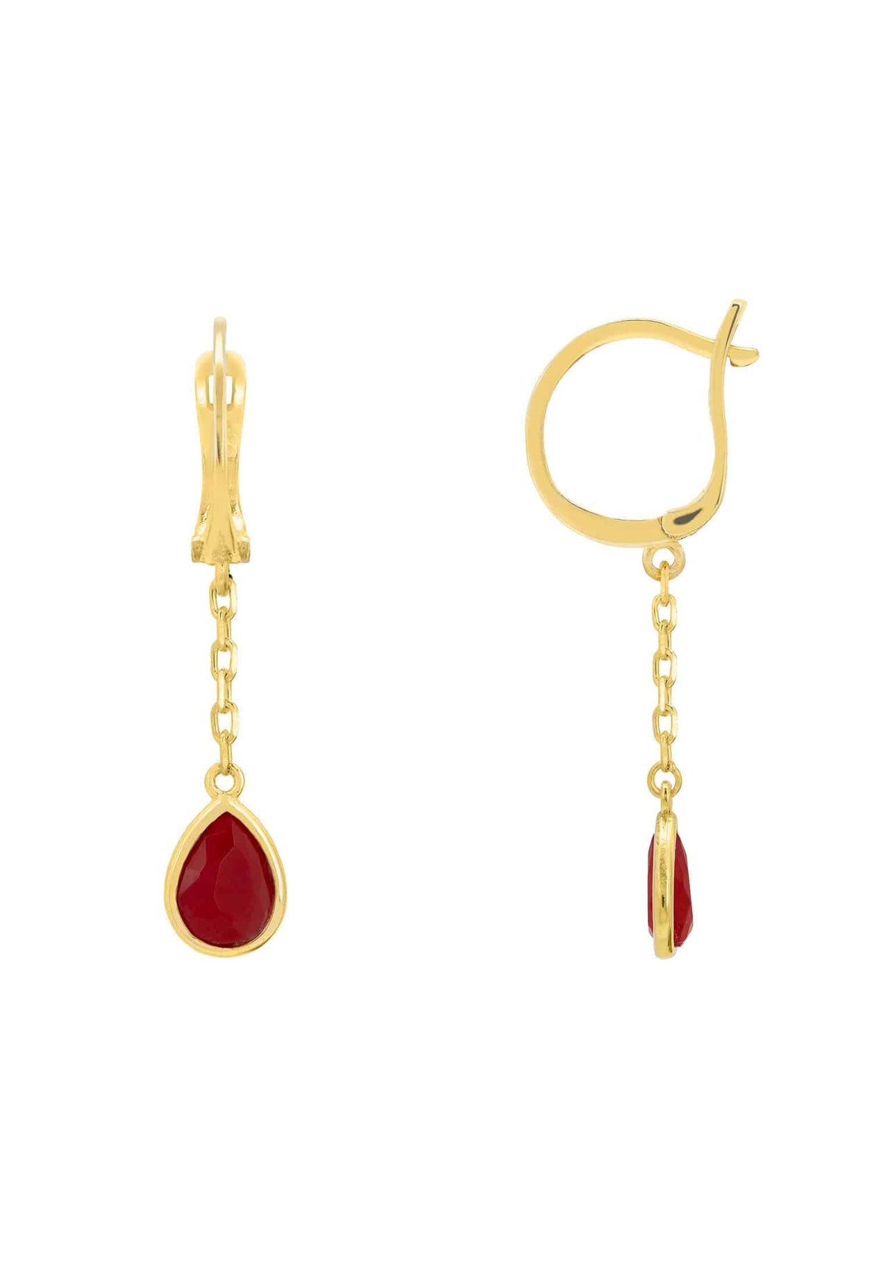 LATELITA - Pisa Chain Drop Earrings Gold Garnet -