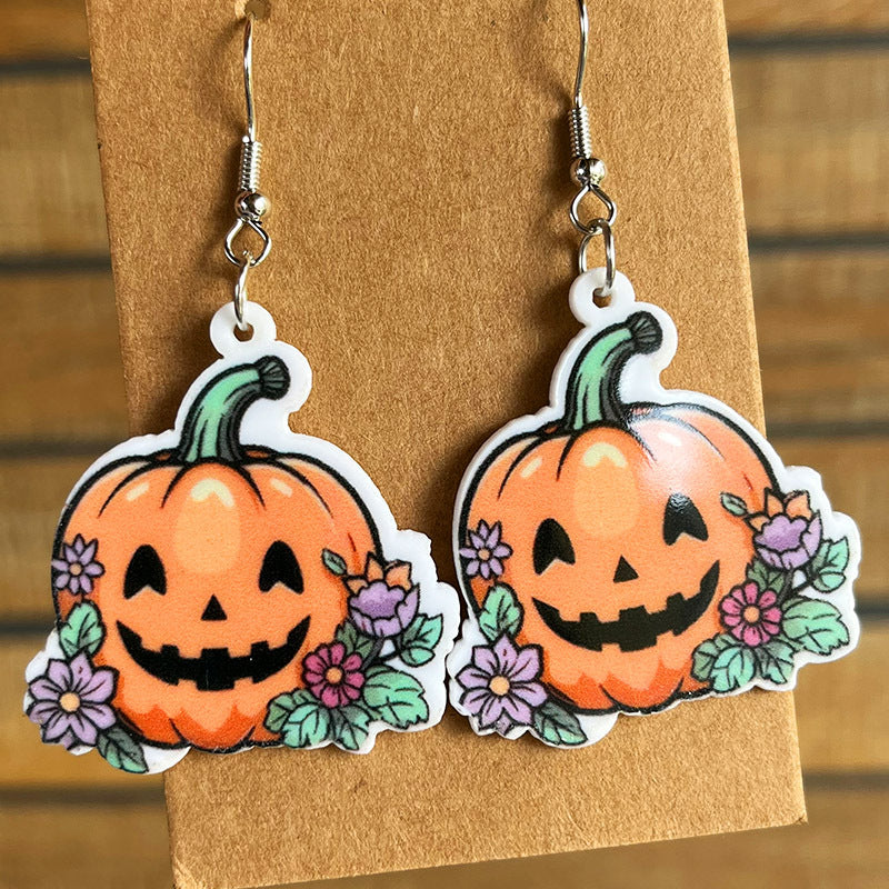 Halloween Theme Acrylic Dangle Earrings - T - 6 STYLES -