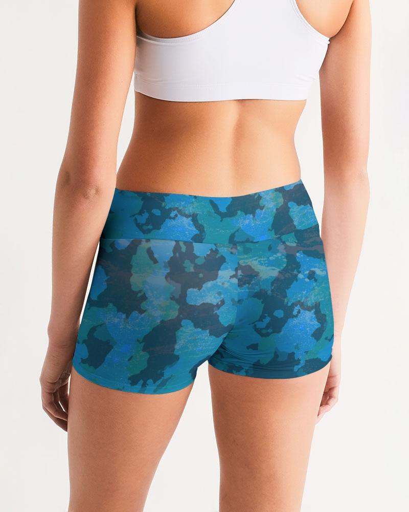 FYC - Women's Active Comfort Ocean Camo Mid-Rise Yoga Shorts - 1 COLOR -