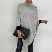 Thumbnail for Turtleneck Buttoned Poncho - T - 1 COLOR -