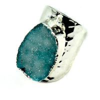 Thumbnail for Christie Jean - Amy Druzy Statement Ring in Silver-Teal -