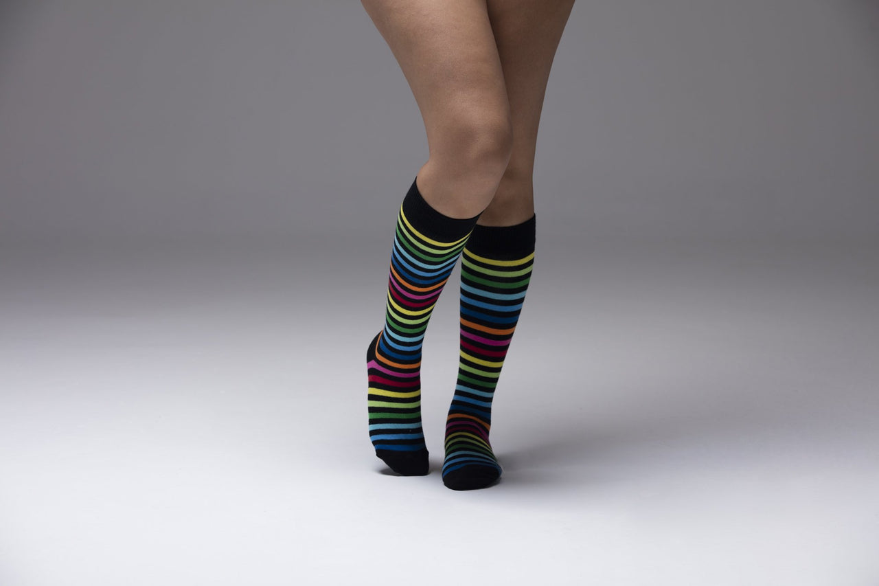 Women's Splashy Stripe Knee High Socks - 1 COLOR -