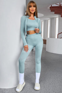 Thumbnail for Tank Cropped Active Top and Pants Set - 3 PCS. - T - 5 COLORS -