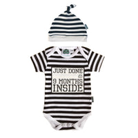 Thumbnail for Baby Shower Gift - Just Done 9 Months Inside® Romper & Hat Gift Bundle -