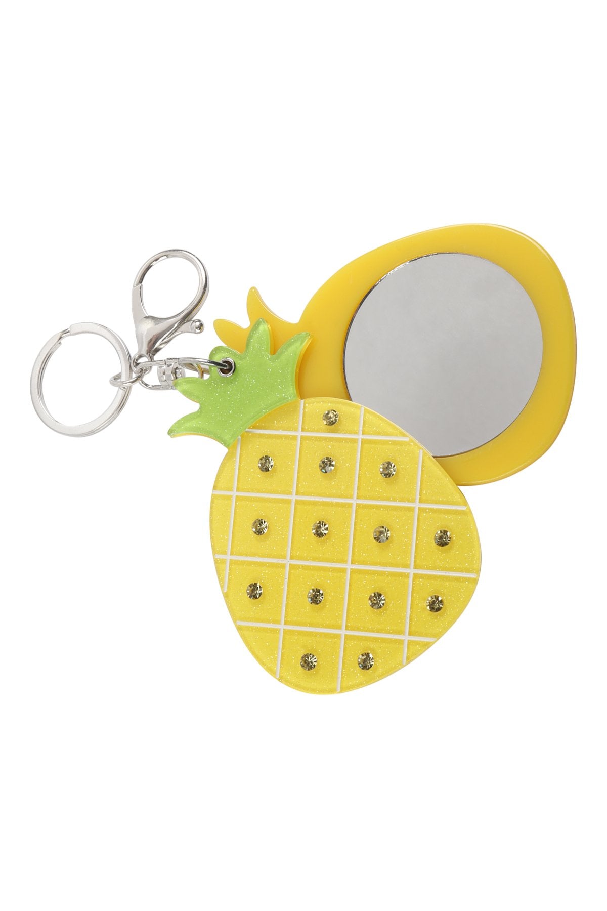 Riah Fashion - Pineapple Rhinestone With Mirror Keychain -