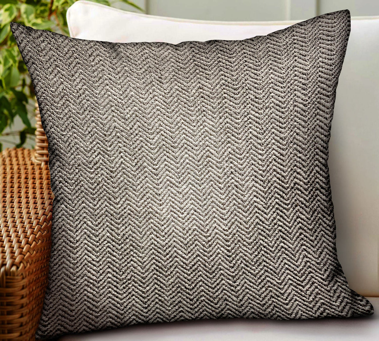 Jagged Ash Gray Chevron Luxury Outdoor/Indoor Throw Pillow - 6 SIZES -